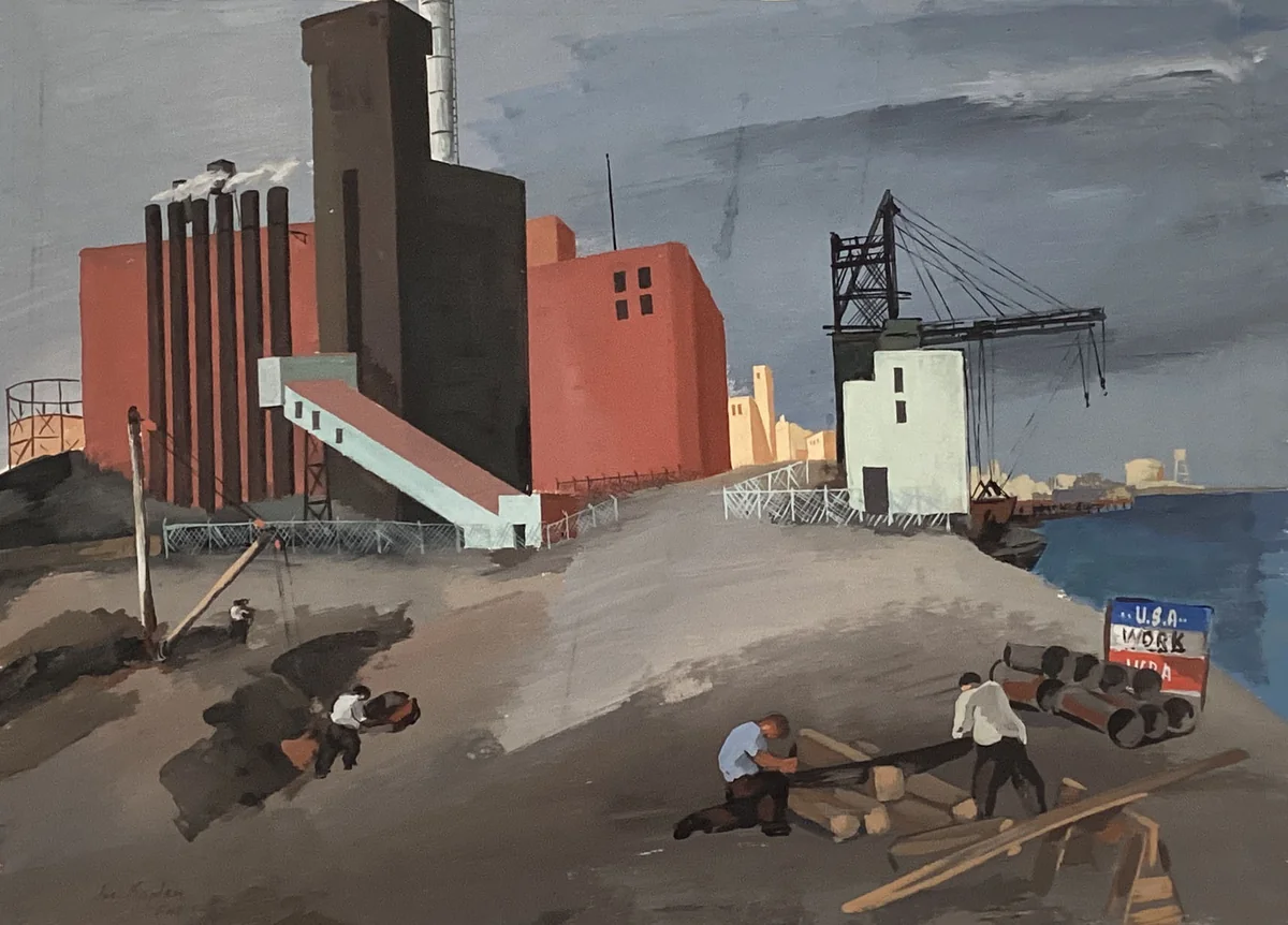 Waterfront by Joseph Kaplan, drawing, 1940