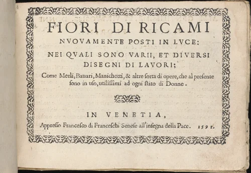 Fiori di Ricami Nuovamente Posti in Luce by Matteo Florimi, book, 1591