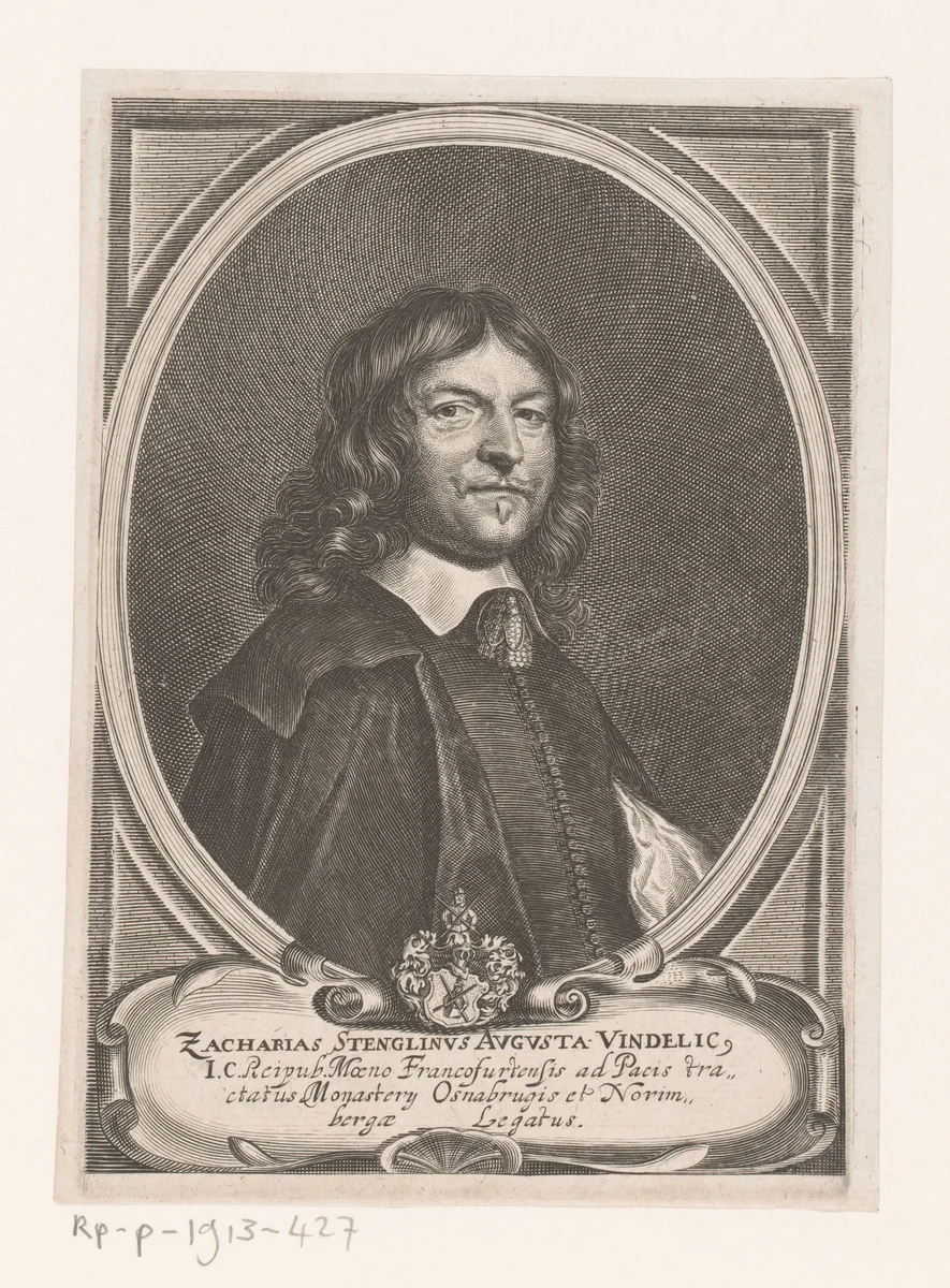 Portret van Zacharias Stenglin by Matthäus Merian, print, 1652