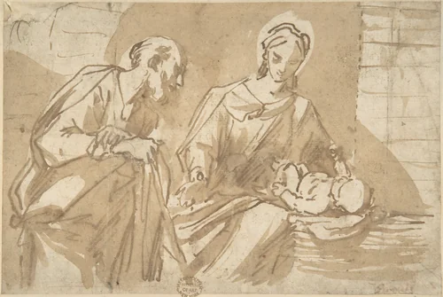 Holy Family by anonymous, drawing, 1600-1700