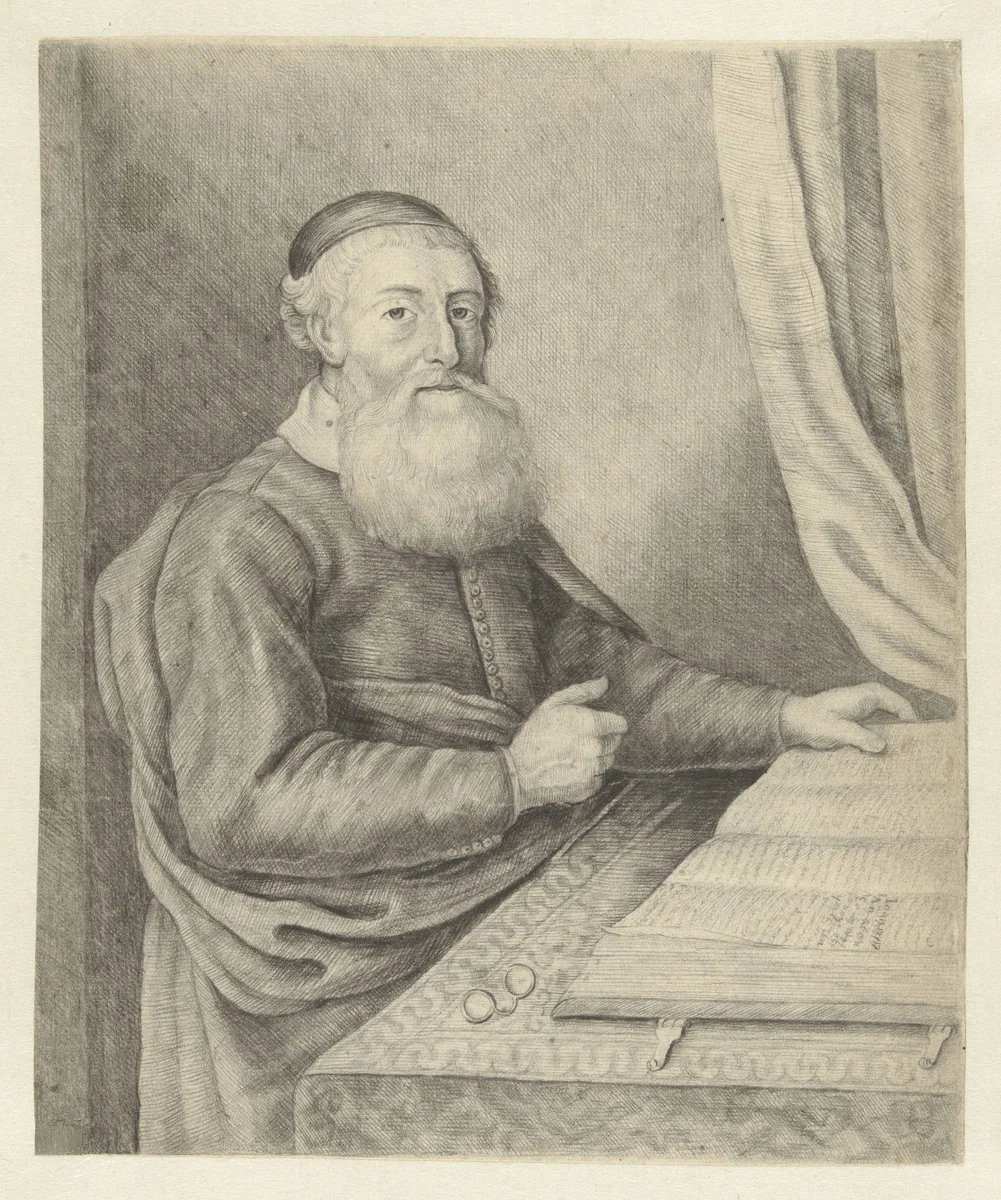 Portret van een predikant by anonymous, drawing, 1600-1699