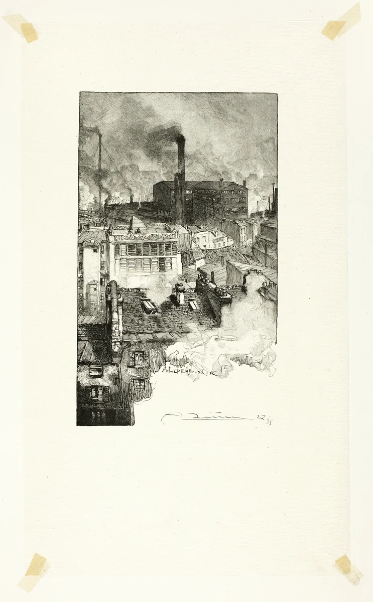 Quartier des Gobelins, plate 20 from Le Long de la Seine et des Boulevards by Louis Auguste Lepère, print, 1889