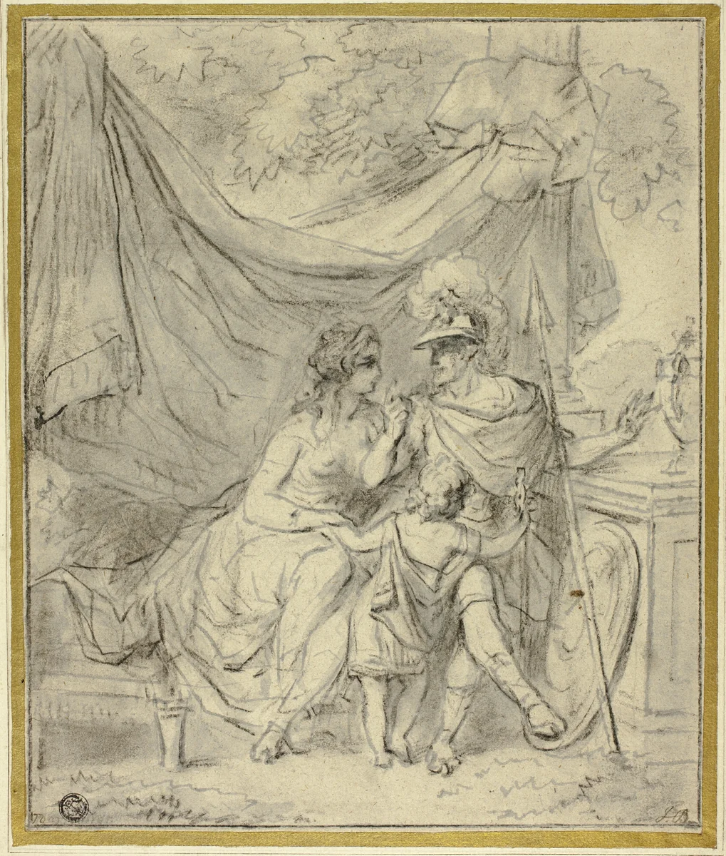 Mars and Venus by Jacob Toorenvliet, drawing, 1720-1750