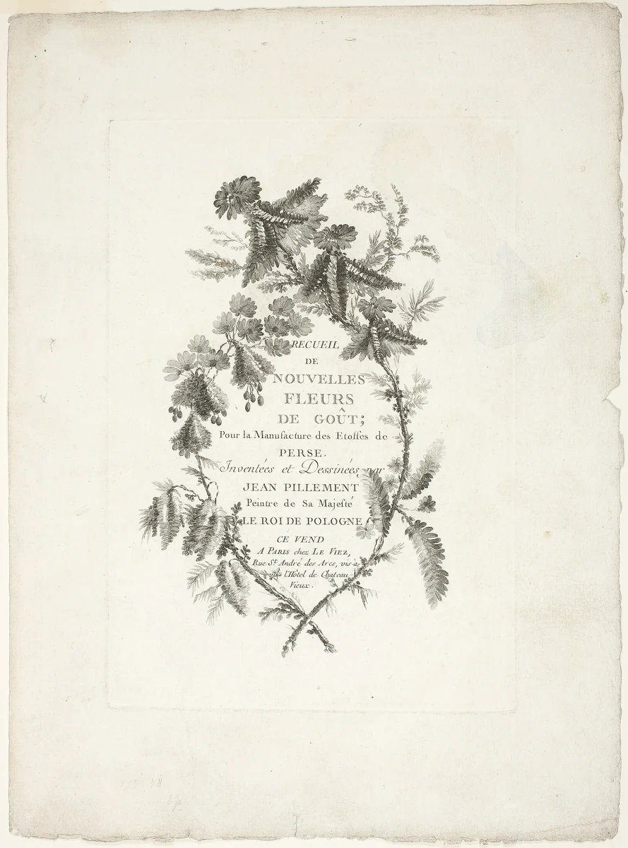 Cover for Collection of New Flowers of Taste for the Manufacture of Persian Cloth, Invented and Drawn by Jean Pillement by Johann Heinrich Hess, other, 1765-1770
