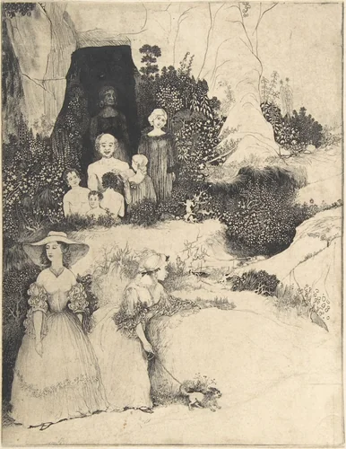Group of Figures (drawing for a Review) by Rodolphe Bresdin, drawing, 1822-1885