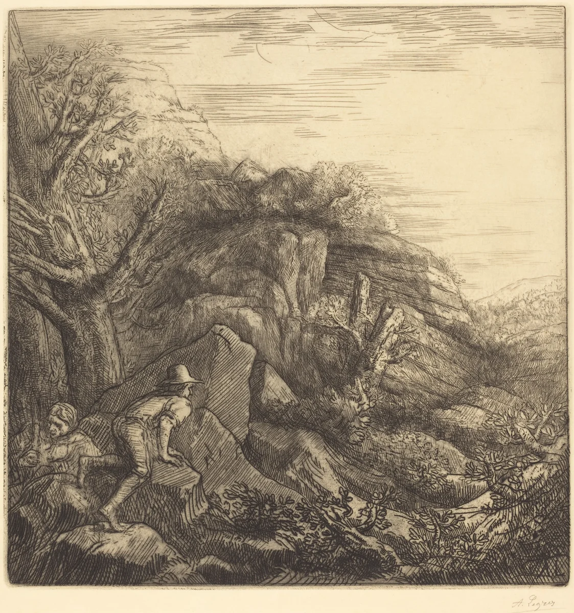 Sunrise (Un lever de soleil) by Alphonse Legros, print, 1837-1911