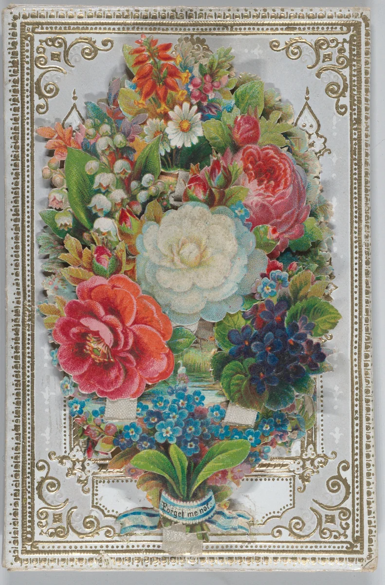 Valentine - Mechanical, flowers with hidden messages, sachet by anonymous, other, 1870-1880