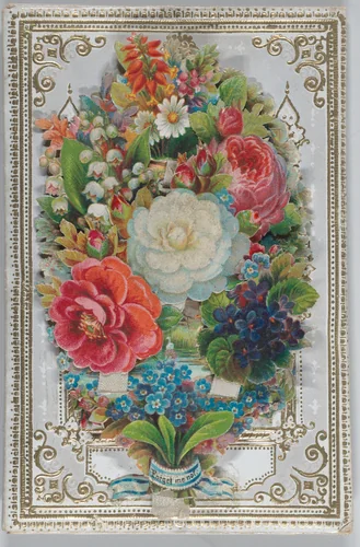 Valentine - Mechanical, flowers with hidden messages, sachet by anonymous, other, 1870-1880