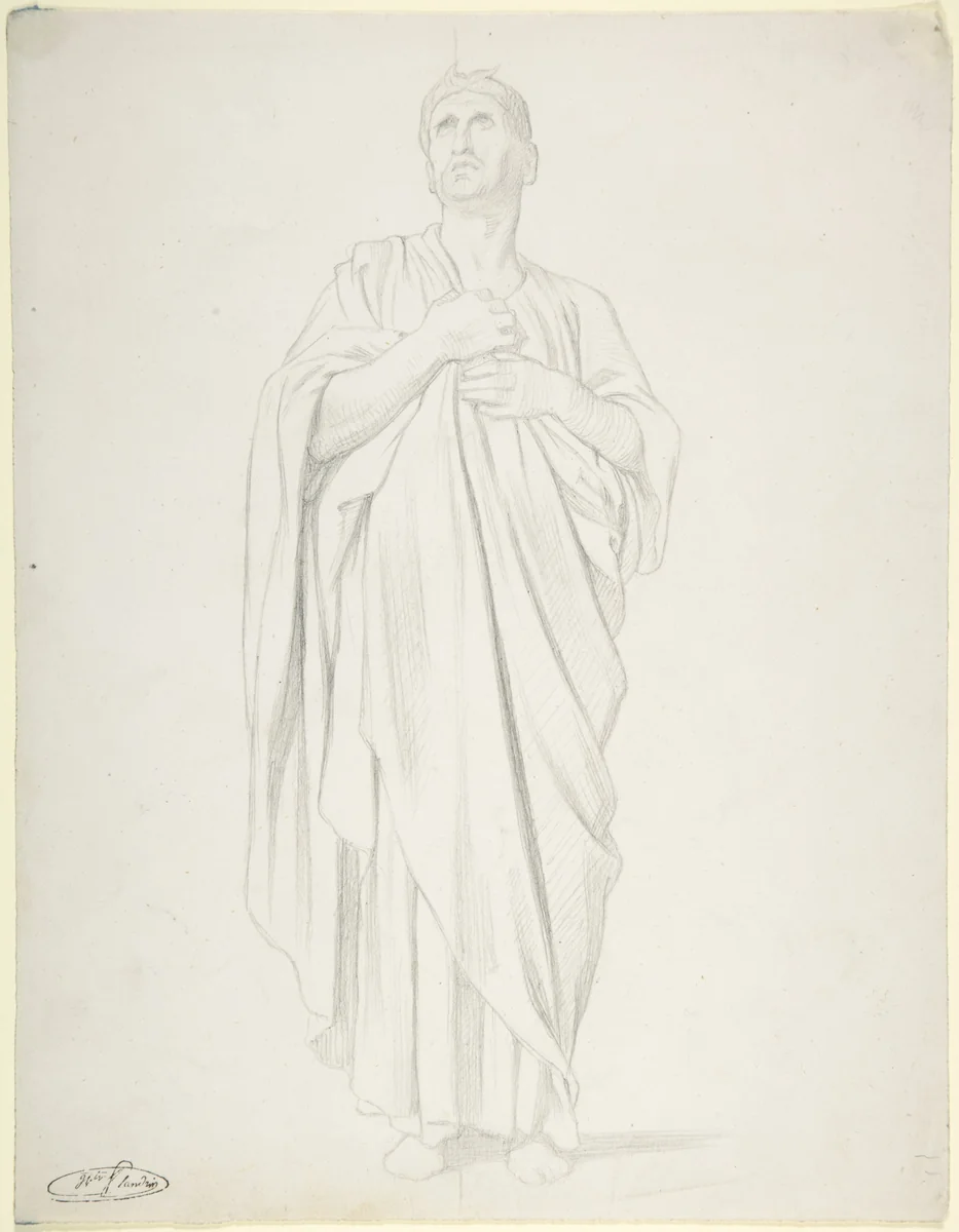 Study of an Apostle, for the painting of the Ascension in Saint-Germain-des-Pres, Paris (1839–1863) by Hippolyte Flandrin, drawing, 1822-1864