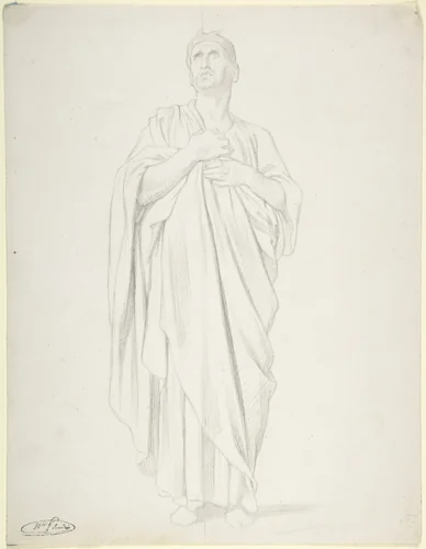 Study of an Apostle, for the painting of the Ascension in Saint-Germain-des-Pres, Paris (1839–1863) by Hippolyte Flandrin, drawing, 1822-1864