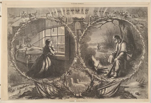 Christmas Eve, 1862 (from "Harper's Weekly," vol. 7, pp. 8-9) by Thomas Nast, print, 1863