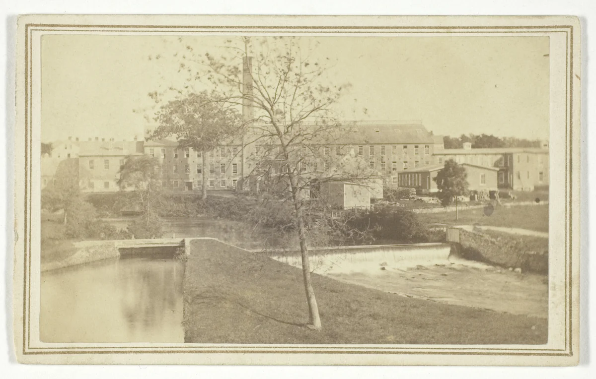 Untitled (river with falls and factory building) by T. Holmes, photograph, 1850-1899