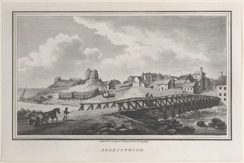 Aberistwith, from "Remarks on a Tour to North and South Wales, in the year 1797" by John Hill, print, 1799