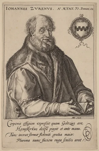 Johannes Zurenus (Jan van Zuren) by Hendrick Goltzius; Maerten van Heemskerck, print, 1590