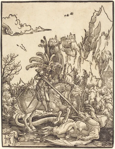 Saint George Slaying the Dragon by Albrecht Altdorfer, print, 1511