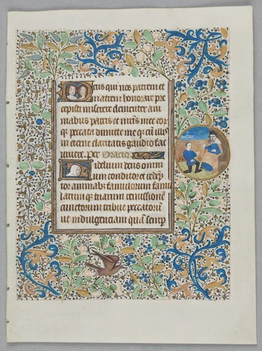 Leaf from a Book of Hours: Office of the Dead Opening Prayers (recto) by Coëtivy Master, manuscript, 1455-1465