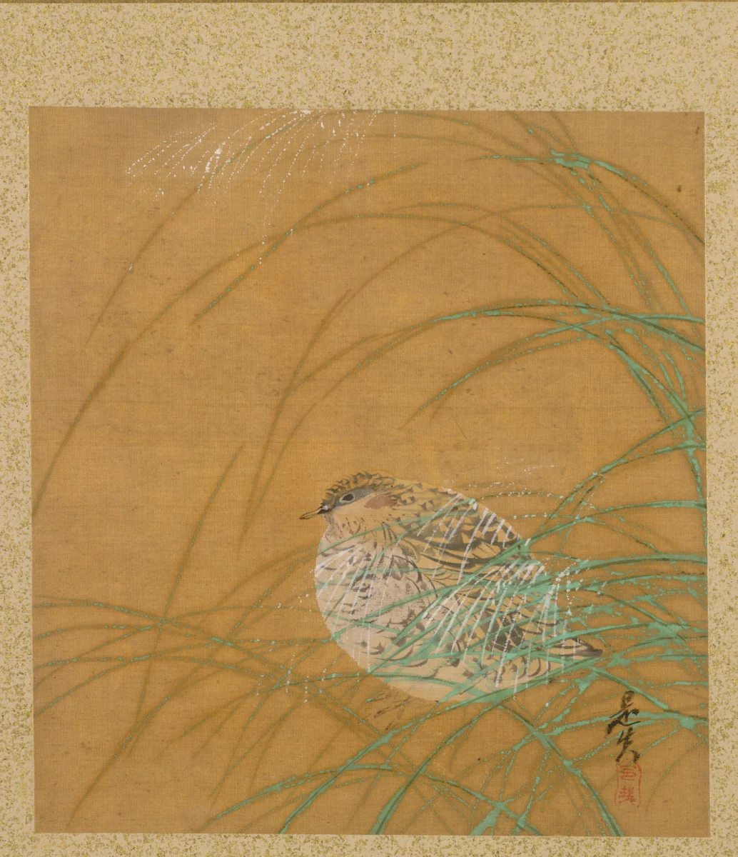 Quail in Grass from Album of Paintings by the Venerable Zeshin by Shibata Zeshin (柴田是真), book, 1847