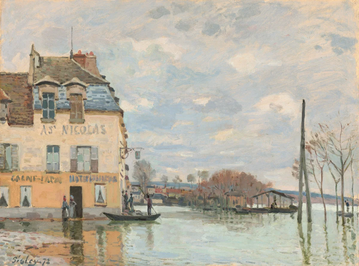 Flood at Port-Marly by Alfred Sisley, painting, 1872