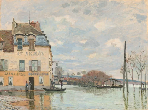 Flood at Port-Marly by Alfred Sisley, painting, 1872