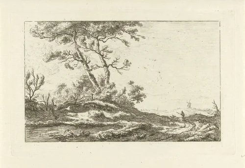Herder op een landweg by Carel Lodewijk Hansen, print, 1780-1840