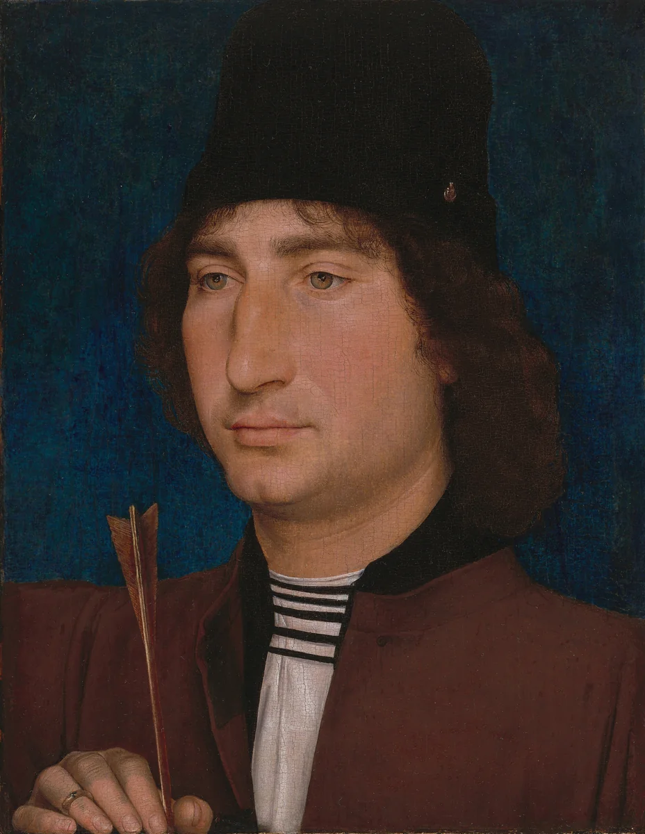 Portrait of a Man with an Arrow by Hans Memling, painting, 1470-1475