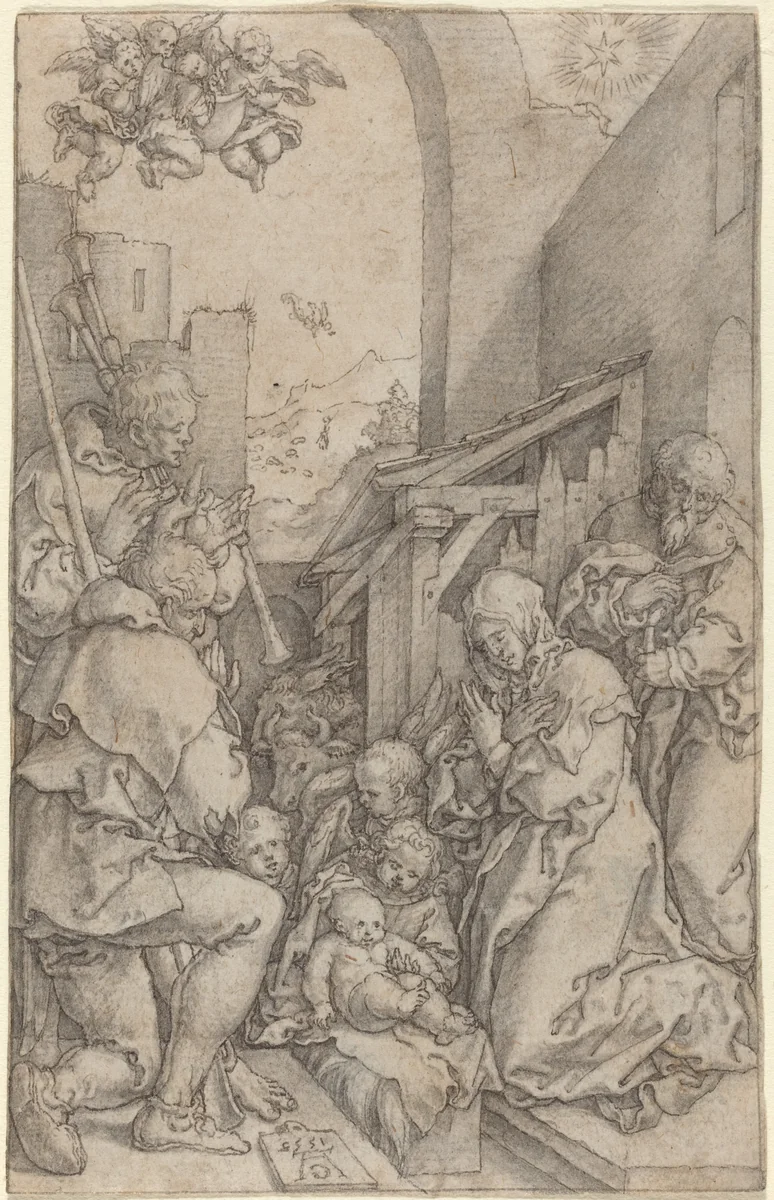 The Nativity by Heinrich Aldegrever, drawing, 1552