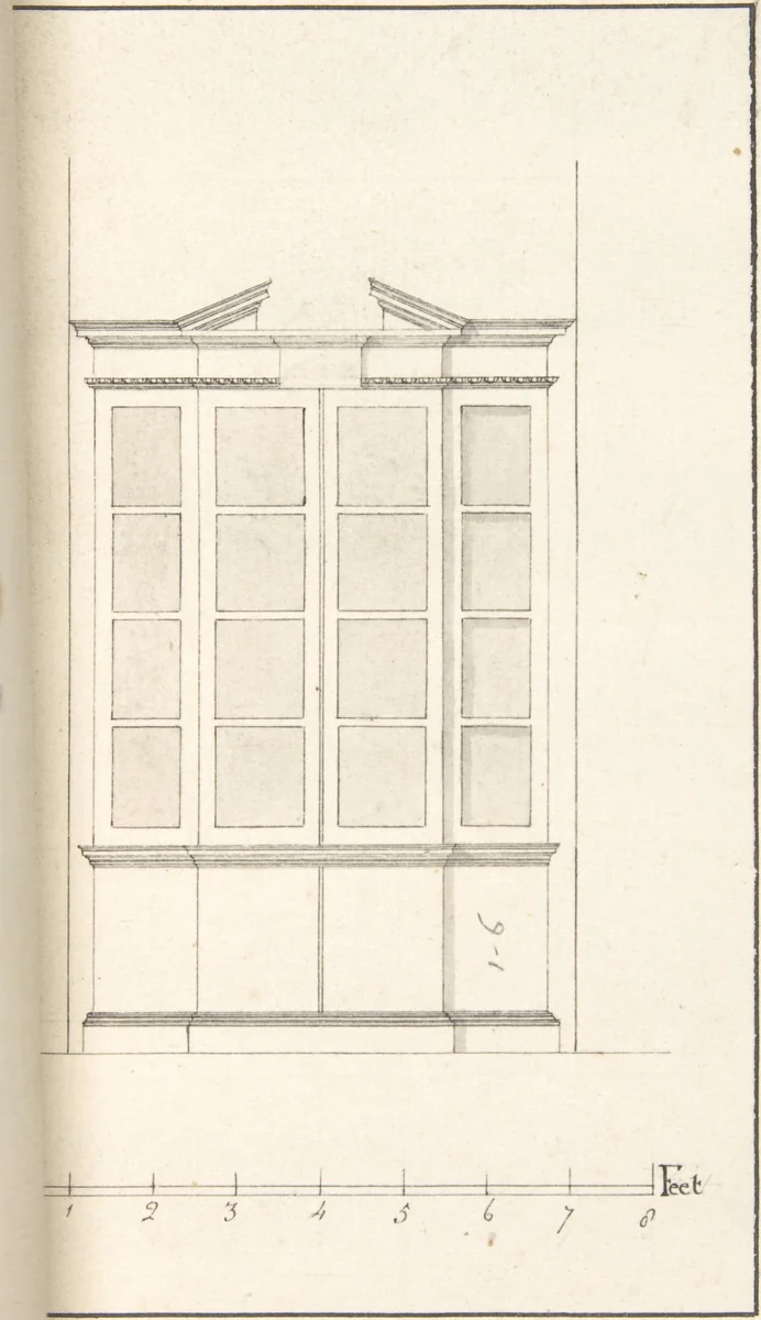 Breakfront Bookcase by Robert Morris, drawing, 1715-1754