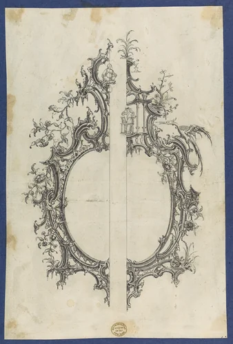 Pier Glass Frames, in Chippendale Drawings, Vol. I by Thomas Chippendale, drawing, 1754