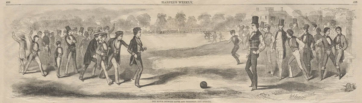 The Match between the Sophs and Freshmen - The Opening by Winslow Homer, print, 1857