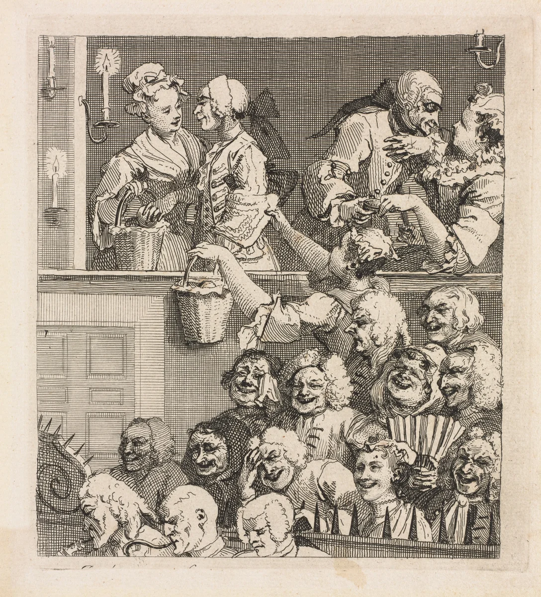 The Laughing Audience by William Hogarth, print, 1733