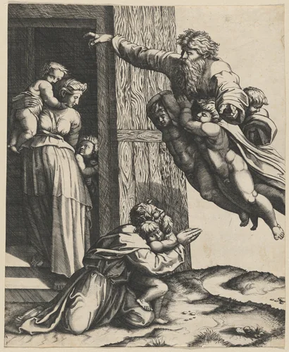 God Appearing to Noah by Marcantonio Raimondi, print, 1510-1520