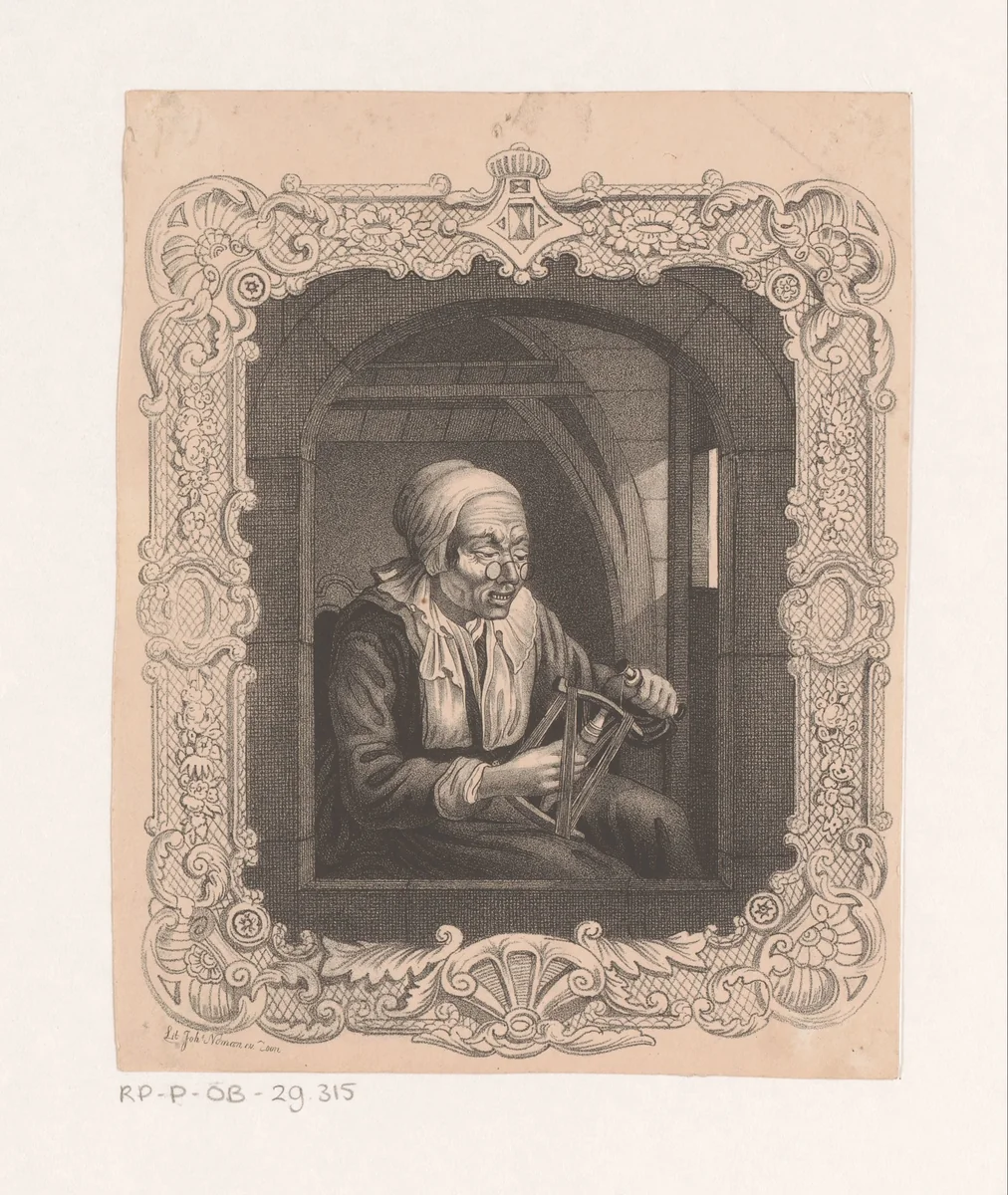 Klossende vrouw by anonymous, print, 1830-1892