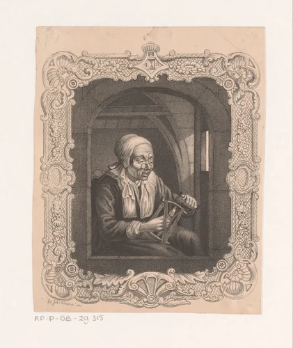 Klossende vrouw by anonymous, print, 1830-1892