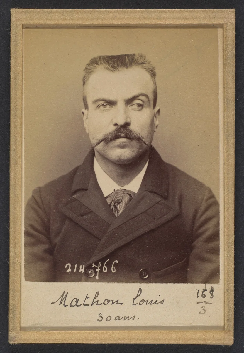Mathon. Louis Marius. 30 ans, né à St Andiolle (Ardèche). Ferblantier. Anarchiste. 26/2/94. by Alphonse Bertillon, photograph, 1894