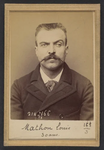 Mathon. Louis Marius. 30 ans, né à St Andiolle (Ardèche). Ferblantier. Anarchiste. 26/2/94. by Alphonse Bertillon, photograph, 1894
