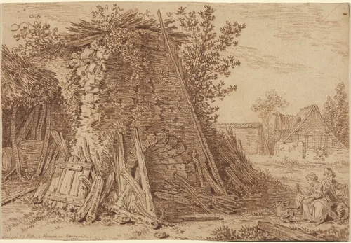 A Rustic Kiln at Vernon by Johann Georg Wille, drawing, 1761