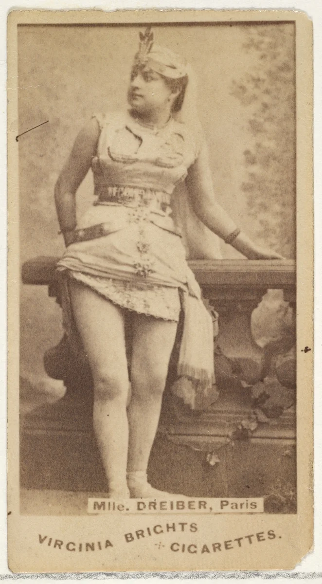 Mlle. Dreiber, Paris, from the Actors and Actresses series (N45, Type 1) for Virginia Brights Cigarettes by Allen & Ginter, photograph, 1885-1891