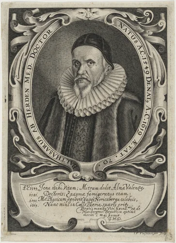 Balthasar AB Herden, Doctor by Johann Friedrich Fleischberger, print, 1570-1710