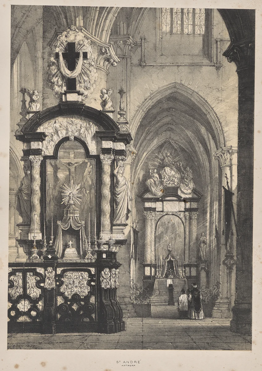 Architecture of the Middle Ages: St. Andre, Antwerp by Joseph Nash, print, 1838