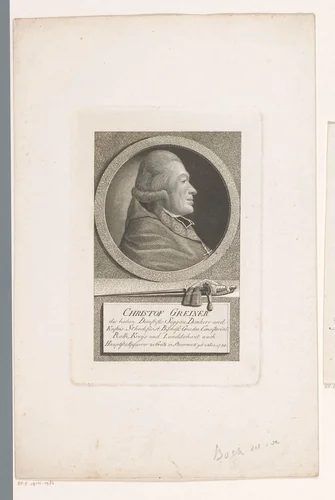 Portret van Christoph Greiner by Christoph Wilhelm Bock, print, 1790