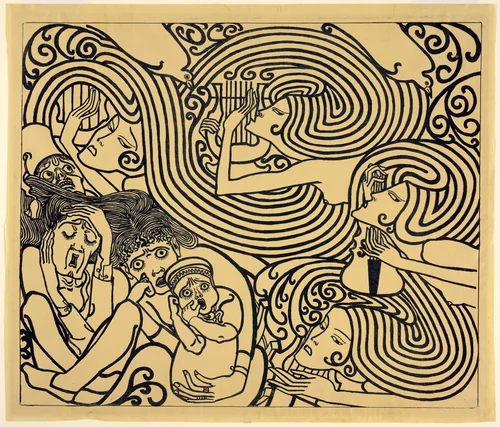 Image Design for a Poster, Wagenaar's Cantata 'The Shipwreck' by Jan Toorop, print, 1899