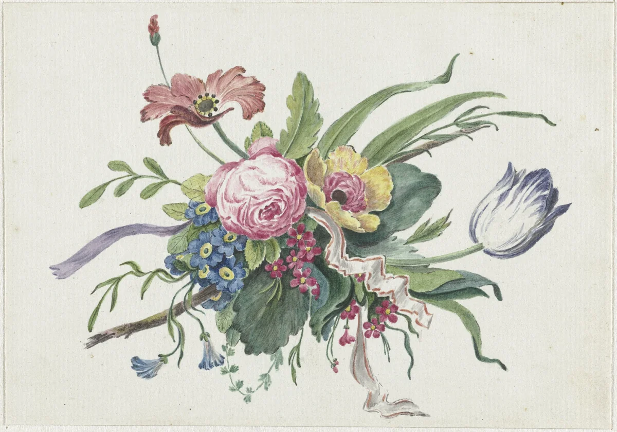 Bloemstuk by Katharina Wilhelmina Schweickhardt, drawing, 1809