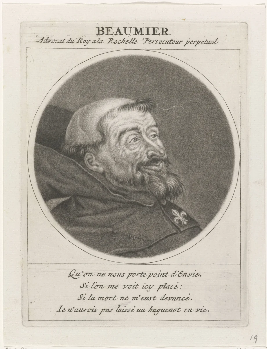 Portret van Beaumier by Jacob Gole, print, 1691