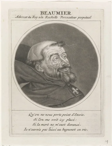 Portret van Beaumier by Jacob Gole, print, 1691