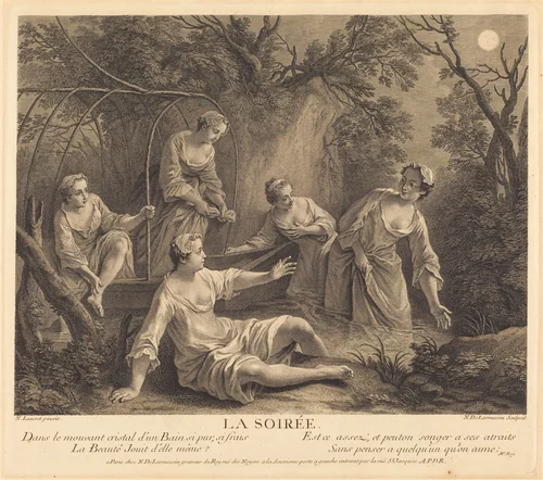 La soiree by Nicolas de Larmessin IV, Nicolas Lancret, print, 1741