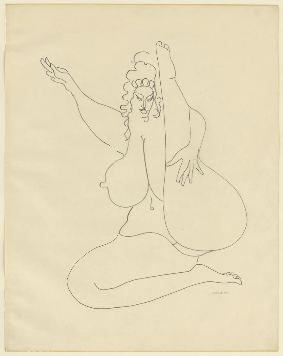 Seated Woman, Leg Raised by Gaston Lachaise, drawing, 1933