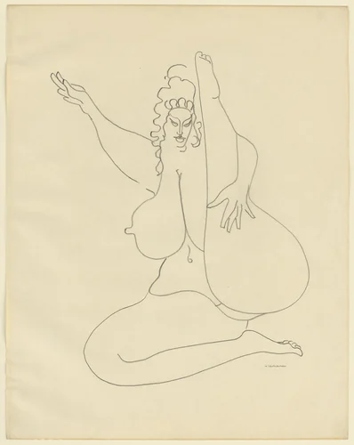 Seated Woman, Leg Raised by Gaston Lachaise, drawing, 1933