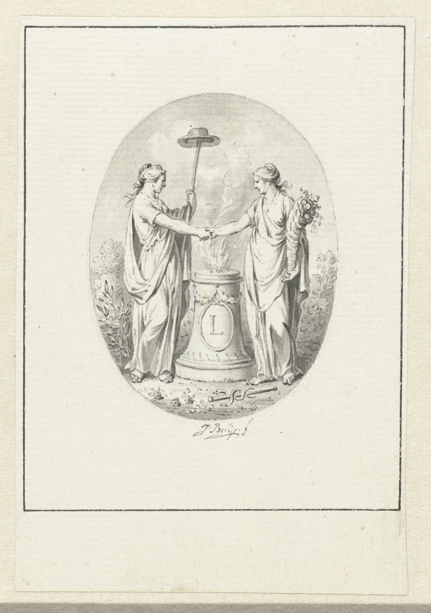 Allegorische voorstelling van de Vrijheid by Jacobus Buys, drawing, 1734-1801