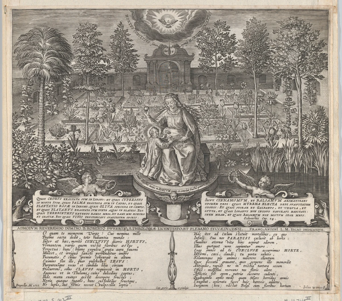 The Virgin and Child in the Enclosed Garden by Jan Wierix, print, 1606