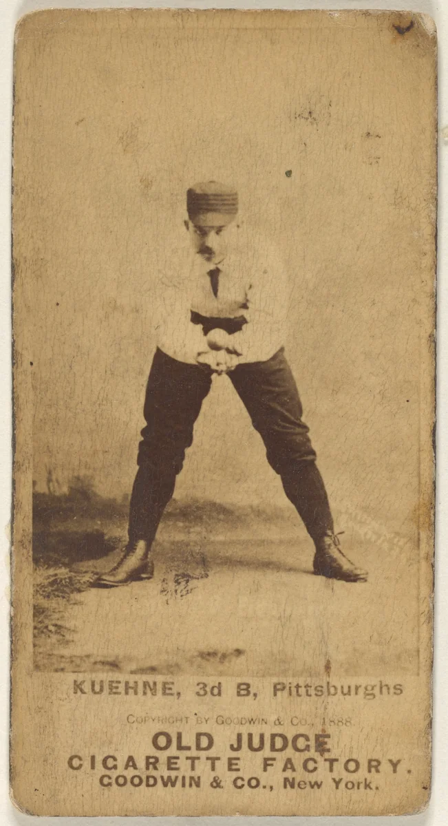 Bill Kuehne, 3rd Base, Pittsburgh, from the Old Judge series (N172) for Old Judge Cigarettes by Goodwin & Company, photograph, 1888